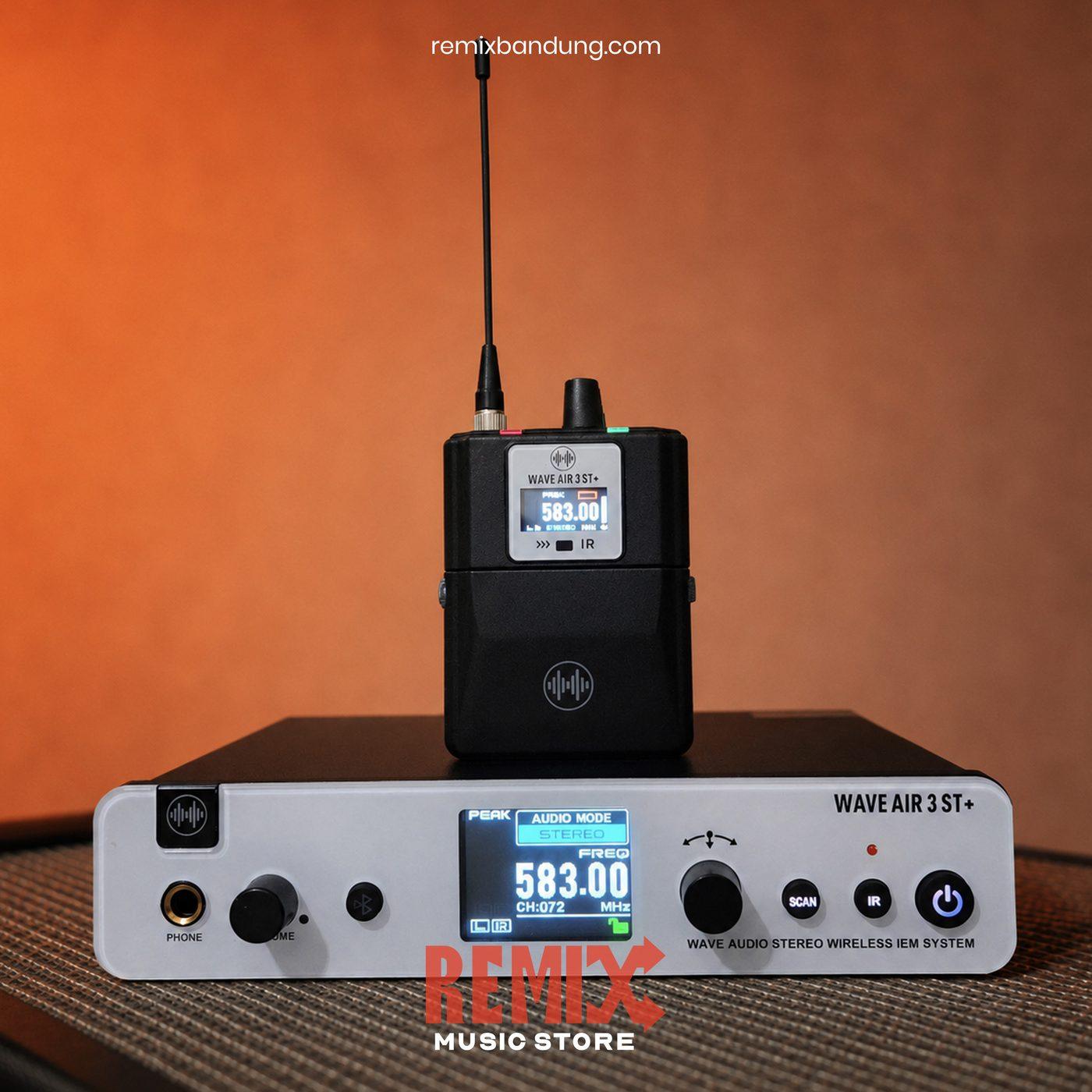 Wave Audio Air 3 ST+ (Stereo Plus) Wireless IEM Set 1 TRX + 1 RX
