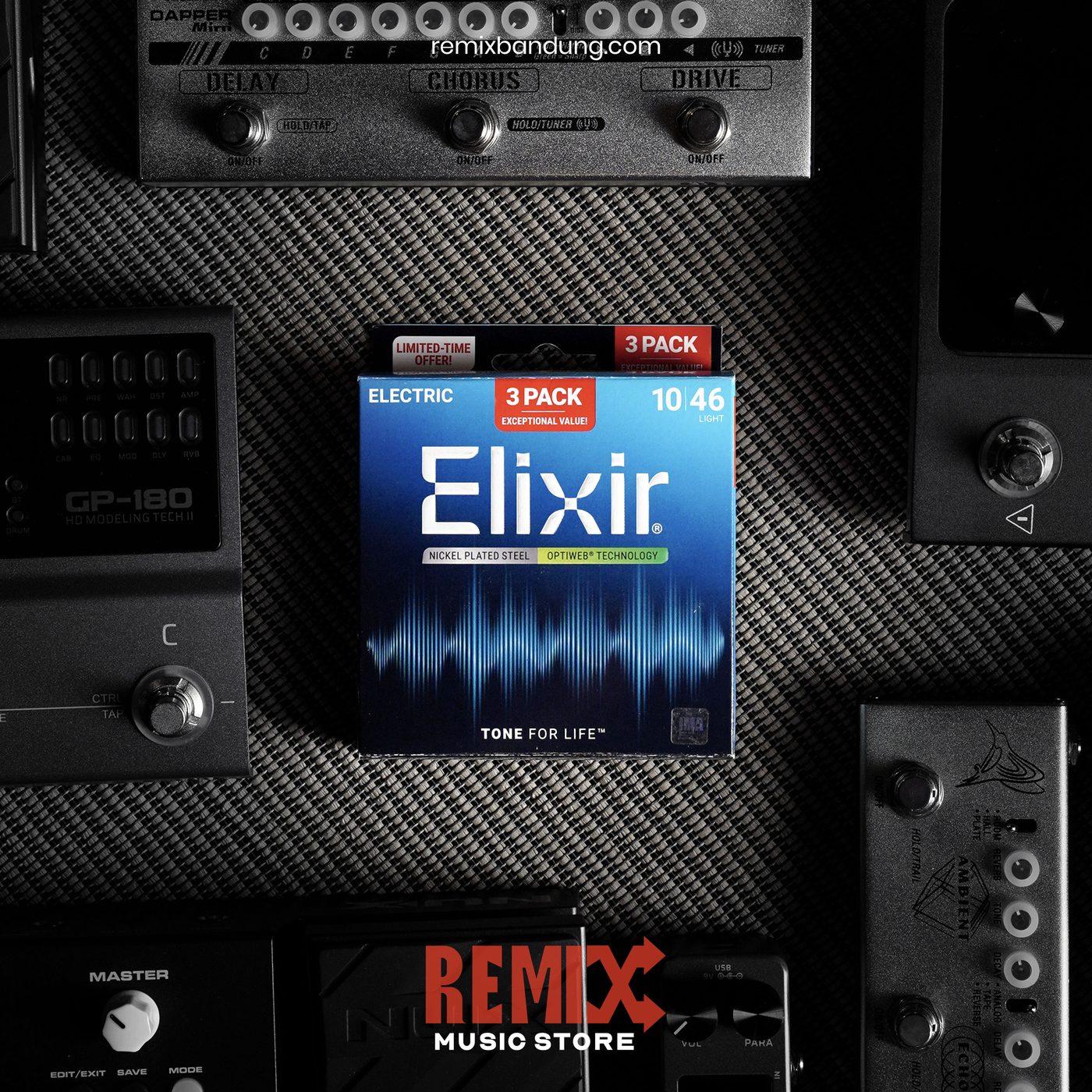 Senar Gitar Elektrik Elixir Optiweb 16572 10-46 isi 3 Pack @Pack