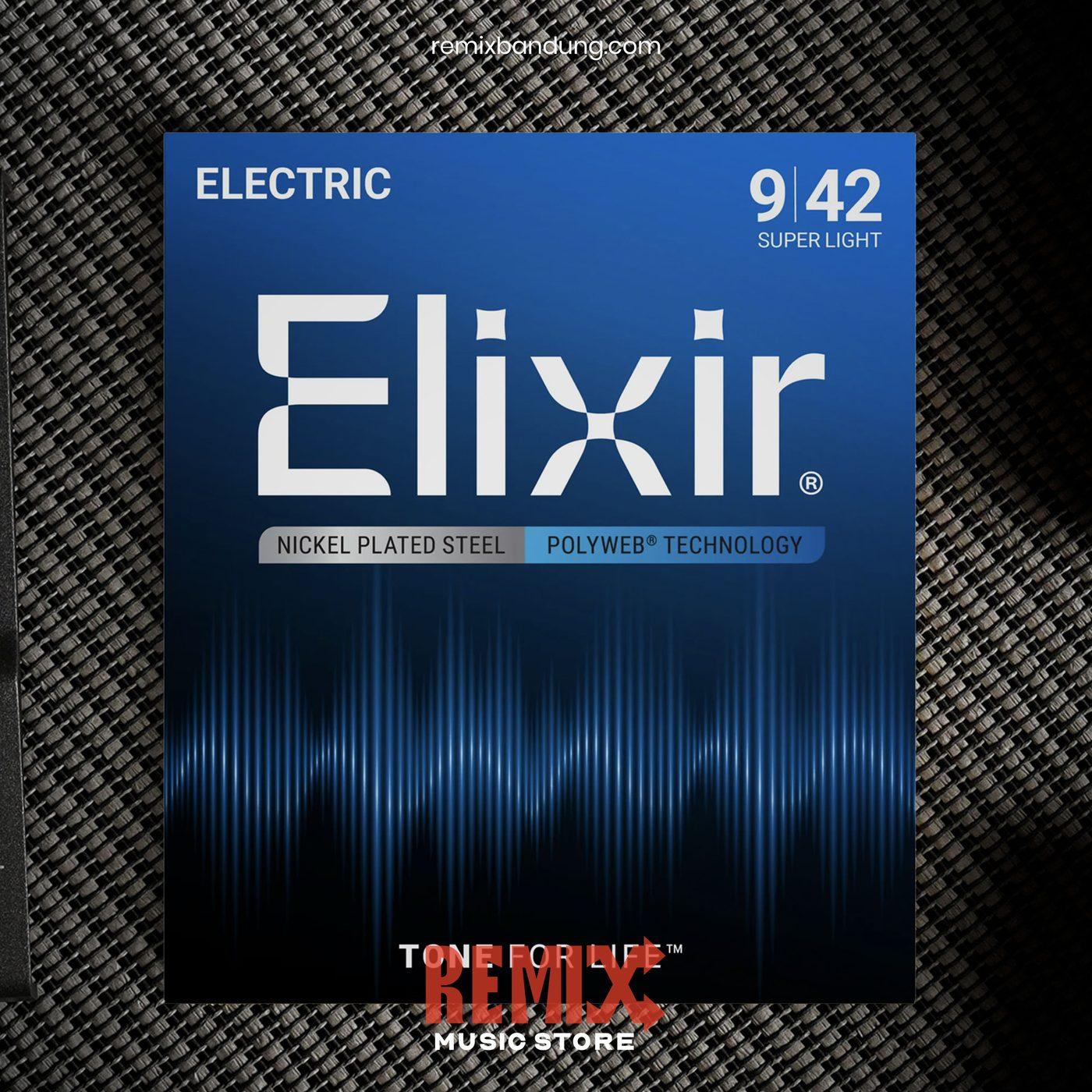 Senar Gitar Elektrik Elixir POLYWEB Nickel Plated Steel 12000 Super Light 09-42